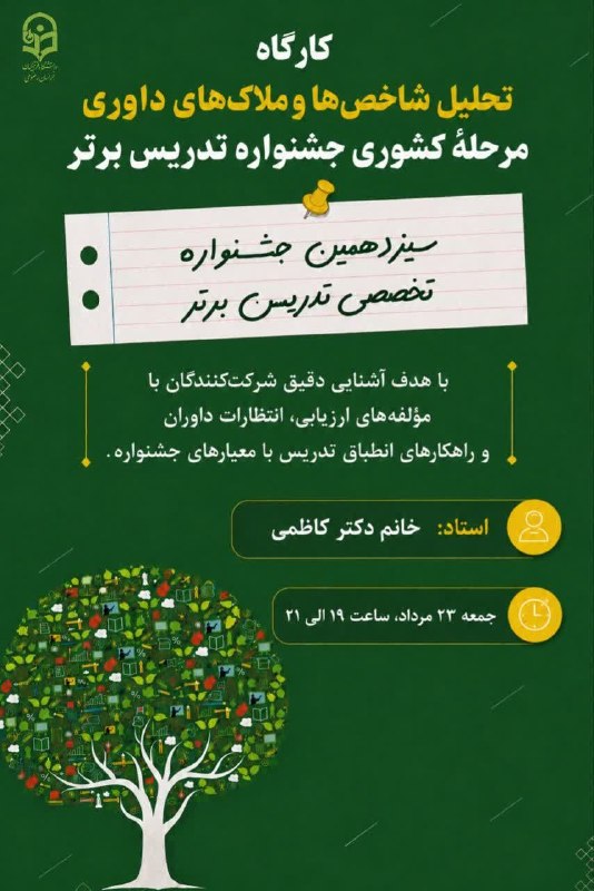 پیام های علمی دانشگاه: به نام خدا💠برگزاری کارگاه تخصصی تحلیل شاخص‌ها و ملاک‌های داوری مرحلهٔ کشوری جشنواره تدریس برتر _ کارگاه شماره تبه آگاهی 