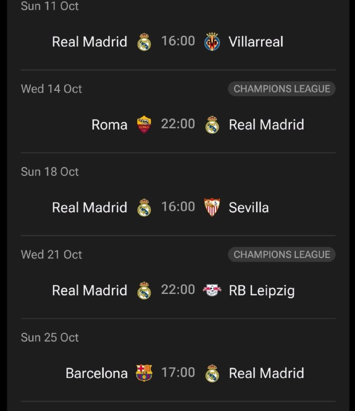 رئال مادرید | Real Madrid: بازی های رئال مادرید و بارسلونا در ماه اکتبر پیش از الکلاسیکو @RealMadridFansبازی های رئال مادرید و بارسلونا در ماه اکتب