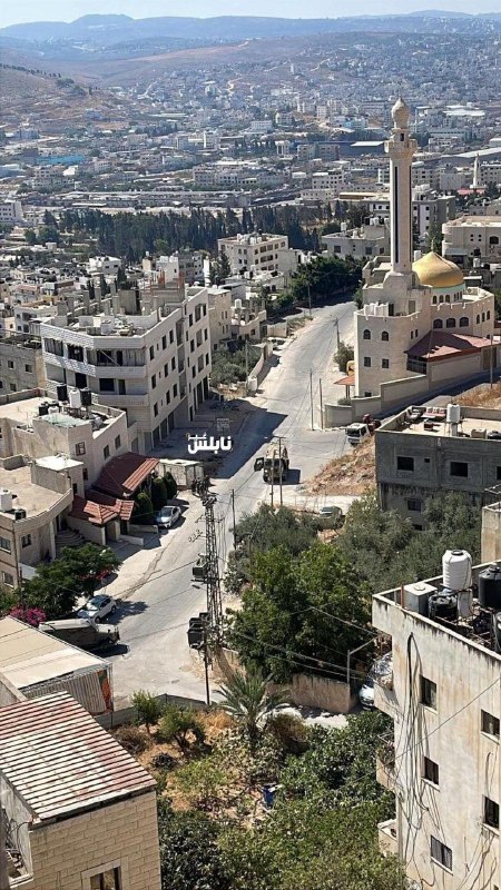 תמונה של צד של כוחות הכיבוש מסתערים על הכפר עסכר אל-בלד, מזרחית לשכם, "השכונה הצפונית".