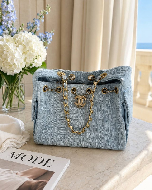Chanel Chanel 25 Light Blue Denim Handbag, фото 18