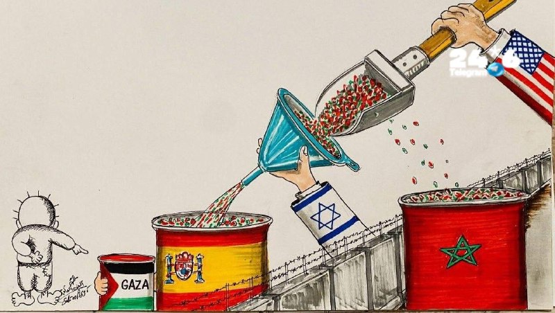🇮🇱 קריקטורה על "קונספירציה ישראלית" נגד ספרד. בקריקטורה ישראל מואשמת בניסיון לעורר משבר הגירה בספרד.