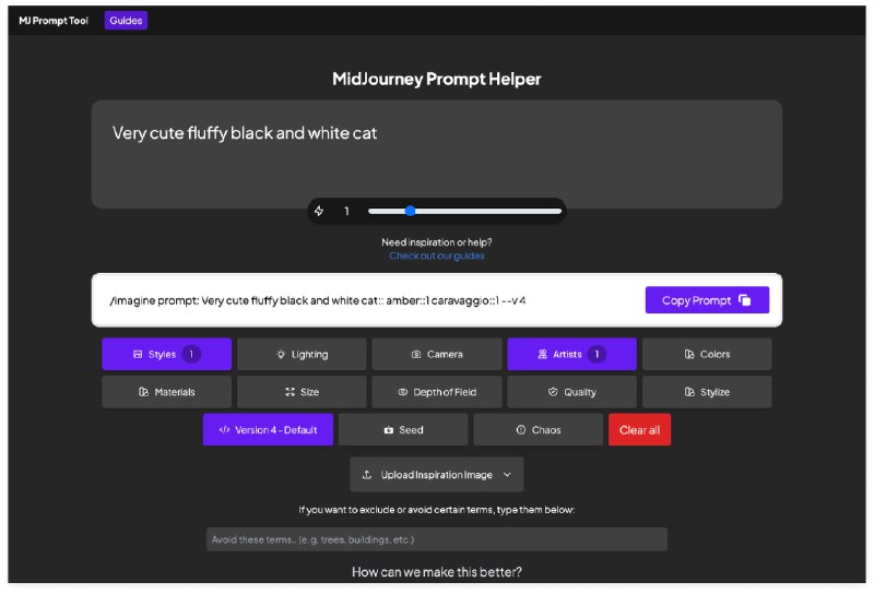 MidJourney Prompt Helper —— MidJourney 提示词生成链接：