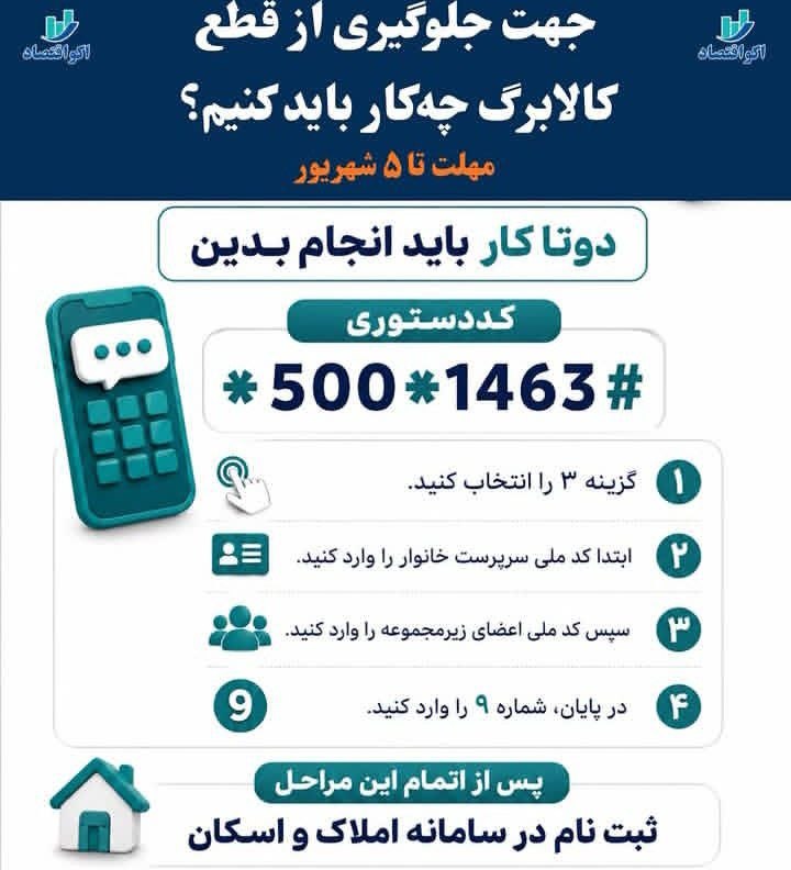 نبض بازار / اقتصاد 💰: 🔴جهت جلوگیری از قطع کالابرگ چه کار باید کنیم ؟@NabzehBazaar