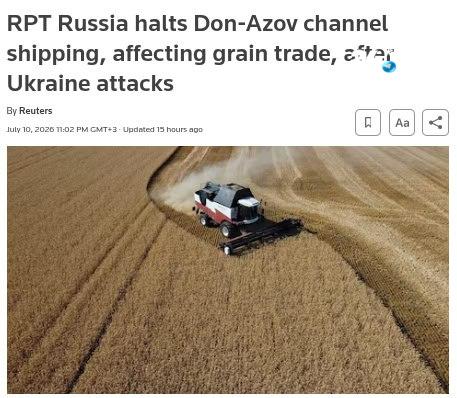 🇮🇱 רוסיה עצרה את מעבר הספינות דרך מצר קרץ' המחבר בין הים אזוב והים השחור. כמו כן, הושעה באופן זמני השיט ב…