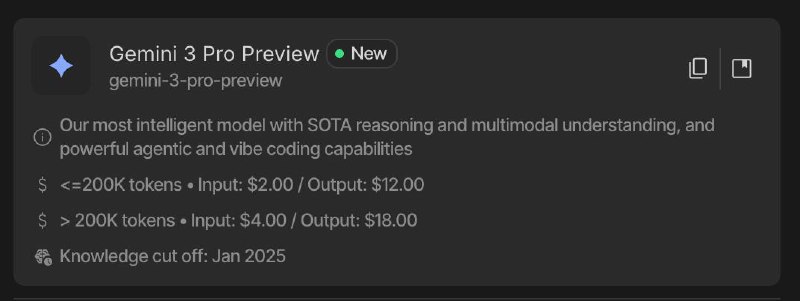 Gemini 3.0 Pro доступна в ai.dev бесплатноСамая ожидаемая мною модель за последние несколько месяцев.По бенчмаркам хорошо рвёт конкурентов 🥹Так же, доступно ещё и в Cursor.Пресс-релиз