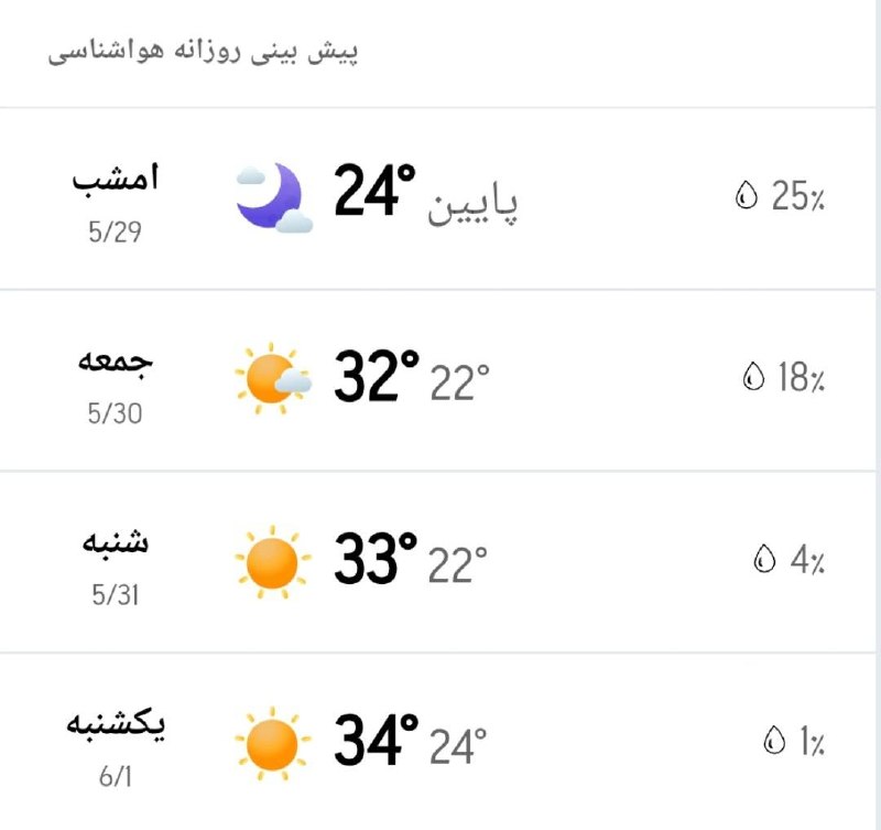 اخبار گیلان: ♦️پیشبینی وضع آب و هوای سه روز آینده مرکز استان🔹 ۲۴ ساعت اول (۱۴۰۵/۰۵/۳۰)🔹 ۲۴ ساعت دوم (۱۴۰۵/۰۵/۳۱)🔹 ۲۴ ساعت سوم (۱۴۰۵