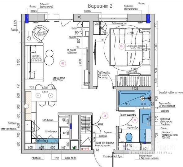 Квартира 43,5 м под сдачу в долгосрочную аренду Дизайн - Инна Родионова, FN Studio м Дизайн и ремонт - изображение 10 - дизайн, квартира, под