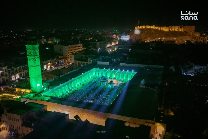 The governor of Aleppo, Azzam al-Gharib, during the opening of the Umayyad Mosque in the city of Aleppo after the completion of its restoration and restoration work: Today we are honored with the reopening of a house of God to those who kneel and prostrate, and a building of civilization with traces of antiquity and cardinals, recorded in the center of its walls and its walls. Overshadowed by researchers, preachers and thinkers.