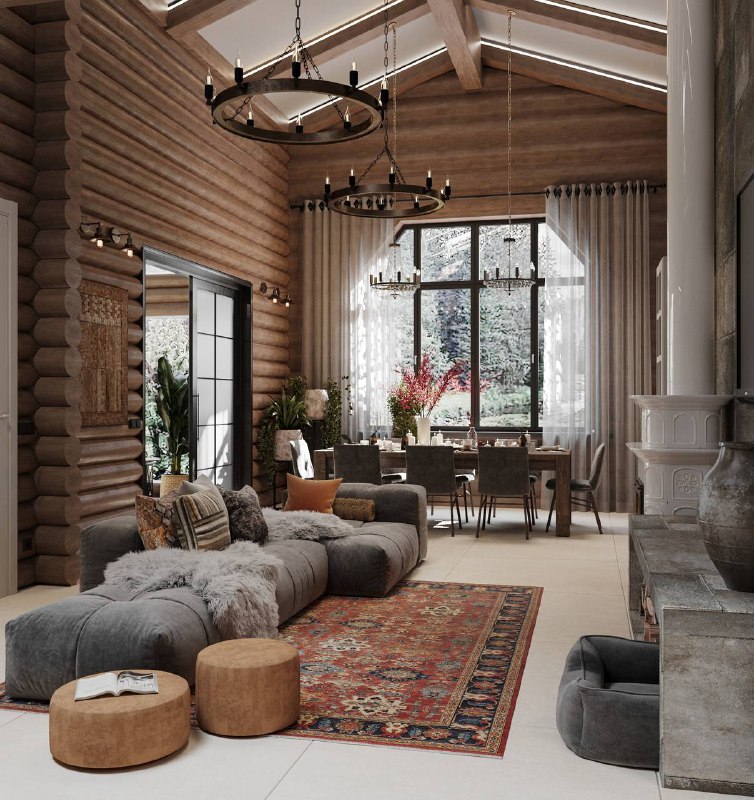 Проект загородного дома из оцилиндрованного бруса,площадь 172 кв.м. Интерьер выполнен в стиле Рустик тёплое дерево, естественные текстуры и спокойн... - изображение 5 - проект, загородного, дома