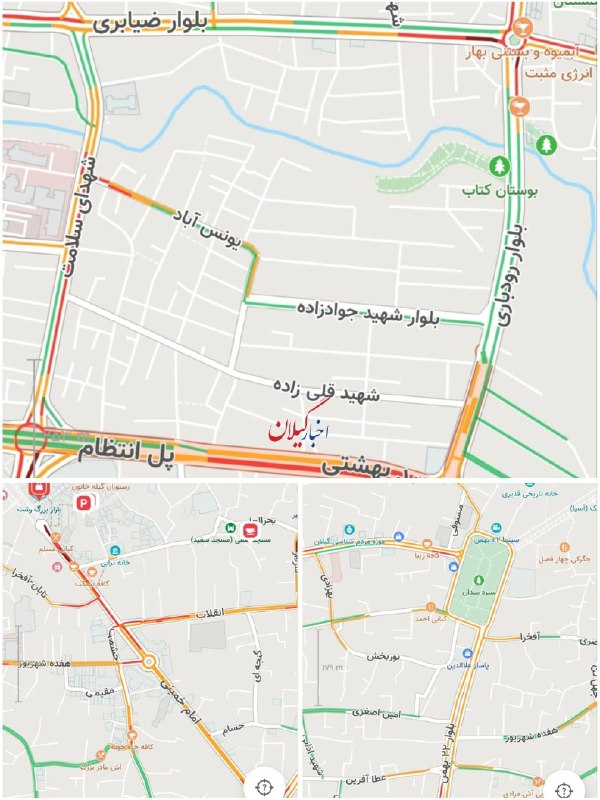اخبار گیلان: ♦️هم اکنون؛وضعیت ترافیکی مرکز استان🔹ترافیک سنگین و نیمه سنگین در مسیر های منتهی به بازار بزرگ🔹ترافیک روان و نیمه سنگین د