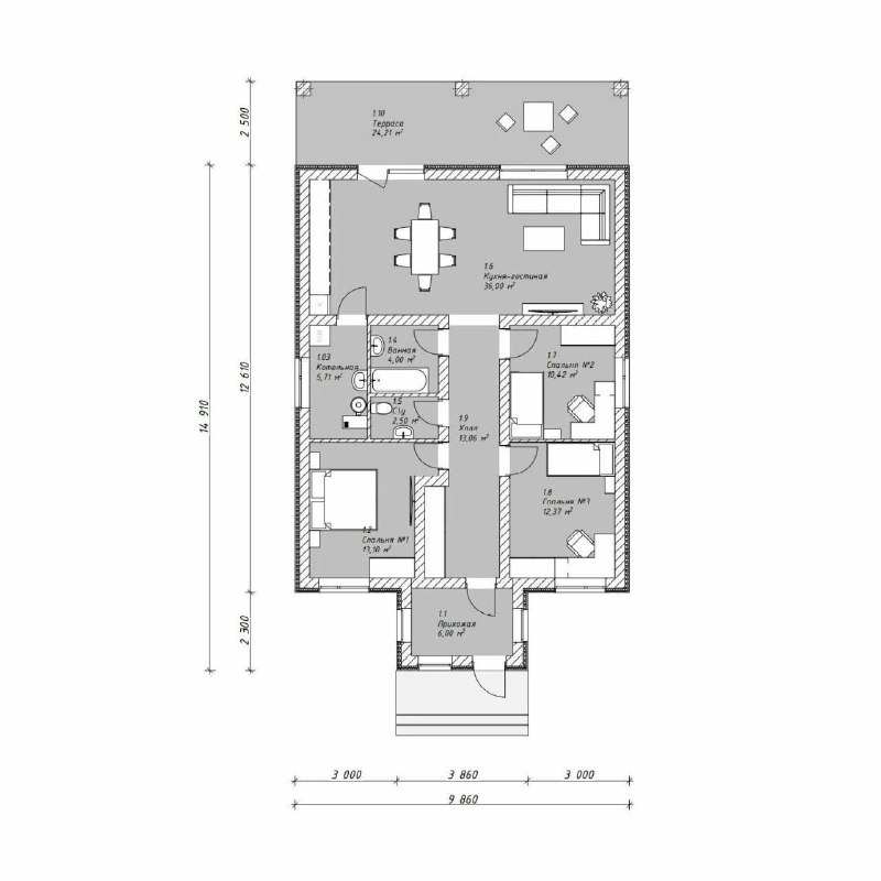 Одноэтажный загородный дом, размеры 15х10м Дизайн и ремонт Please open Telegram to view this post VIEW IN TELEGRAM - изображение 3 - telegram, view, одноэтажный