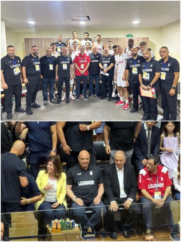 הנשיא ג'וזף עאון השתתף הערב במתחם הספורט והתיאטרון ניהאד נופל כדי לתמוך בקבוצת הכדורסל של לבנון.