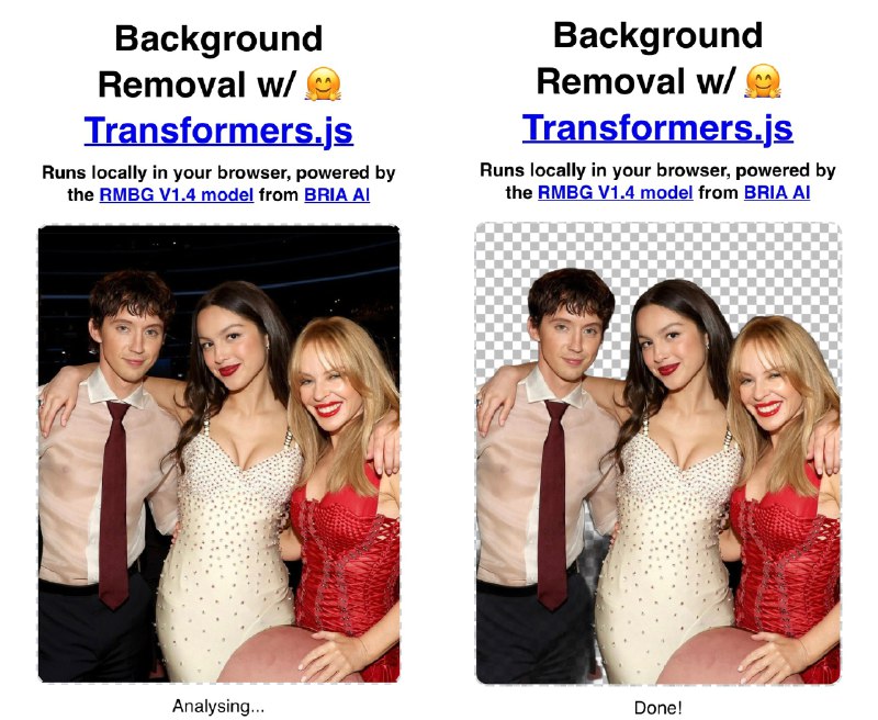 绝了 remove-background-web 一切在浏览器本地进行 不会上传到服务器 浏览器内后台删除 由MBG-v1.4 模型和Transformers.js搭配支持 完全保护隐私 去除效果还很好 十分顺畅Huggingface Space Demo: