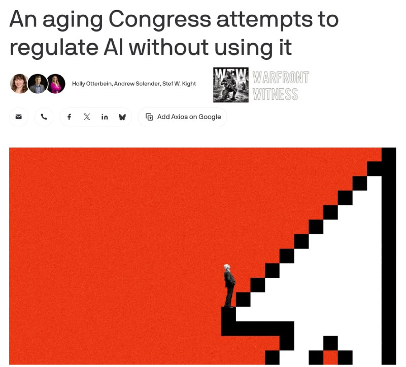 ️🇺🇸 ⁠Axios: More than two dozen US lawmakers and governors told Axios that they don't use artificial intelligence or barely use it, even though they are under increasing pressure to regulate the technology.