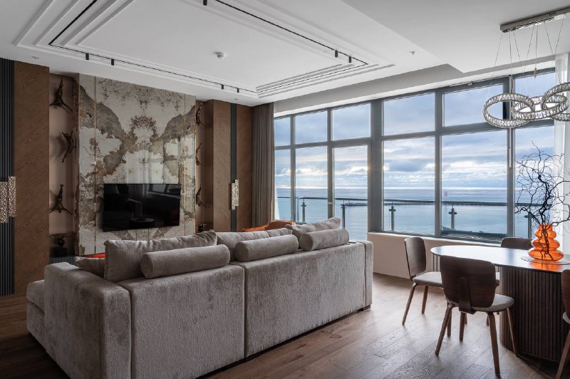 Реализованная кухня-гостиная с прихожей площадью 54,3 м . Проект был реализован хозяевами самостоятельно с вниманием к деталям и следованием первон... - изображение 5 - гостиная, выразительным, реализованная