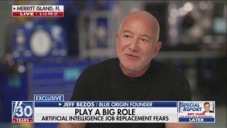 JUST IN - Jeff Bezos says he disagrees with predictions that AI will lead to widespread job losses.