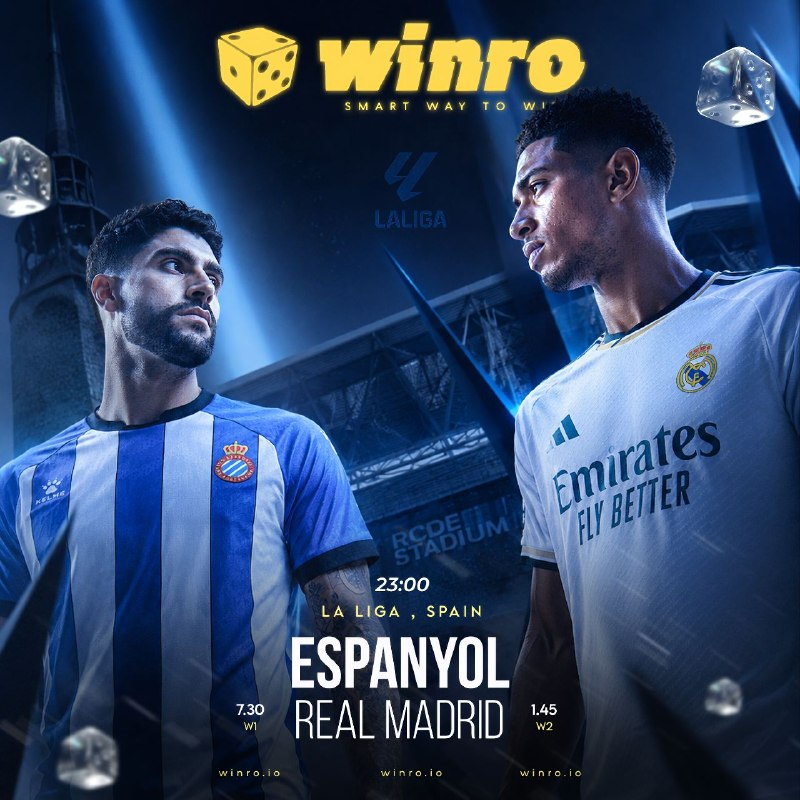 سـریـع در بیارش! 😅: ⚽️ بیمه ی 🤩🤩🤩 درصدی لالیگا🎲 در صورت شارژ حساب و پیش بینی اشتباه بازی اسپانیول و رئال مادرید 100 درصد مبلغ شرط را از وینر