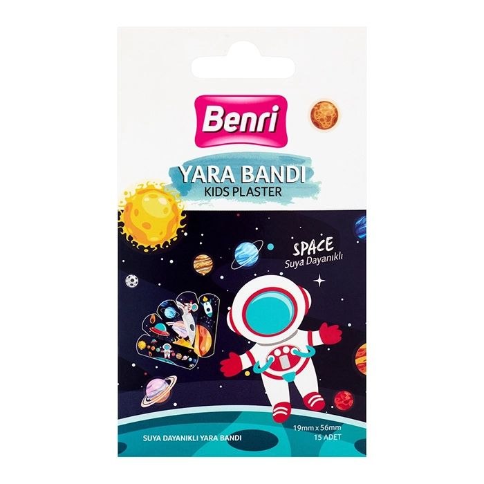 💄 اوریفلیم با نگین😘💄: توضیح کامل چسب زخم بنری طرح فضانورد (Benri Kids Plaster – Space):این بسته حاوی ۱۵ عدد چسب زخم مخصوص کودکان از برند Benri