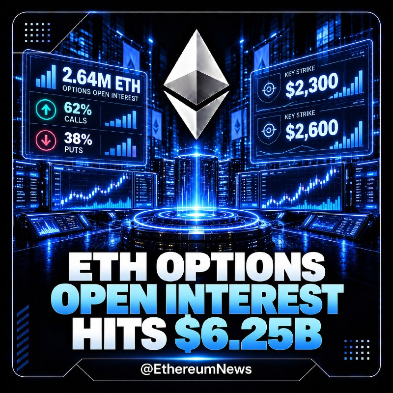 אפשרויות ETH להיטי ריבית פתוחים ~6.25 מיליארד דולר