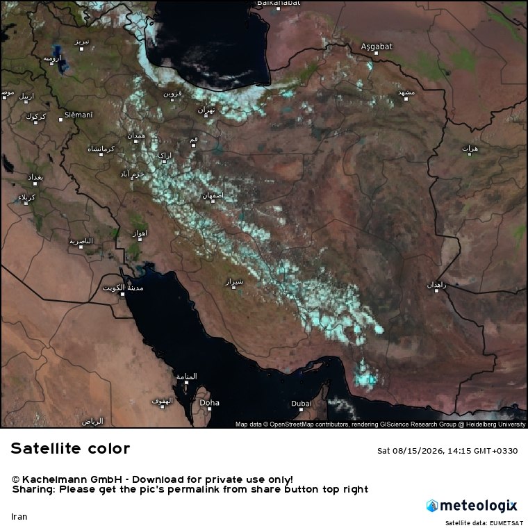 پارس ودر 📡: 📡آخرین تصویر دریافتی از ماهواره هواشناسی🌥️ پوشش هایی از ابر رو مشاهده می‌کنید در شمال، دامنه های البرز ،دامنه های زاگرس 