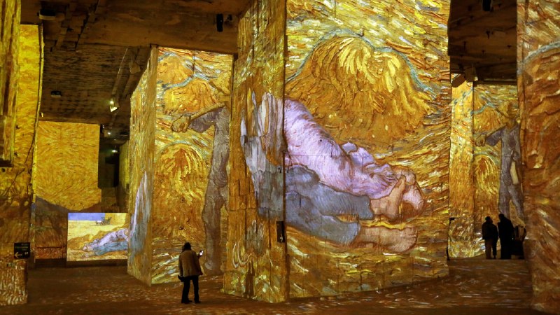 Stepping inside the living canvasThe Carrières des Lumières exhibit of Vincent Van Gogh, Les Baux-de-Provence, France (© Patrick Aventurier/Getty Images)