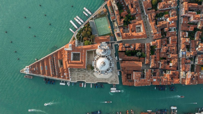 Above the floating cityAerial view of the Grand Canal and the Basilica di Santa Maria della Salute, Venice, Italy (© Bachir Moukarzel/Amazing Aerial Agency)