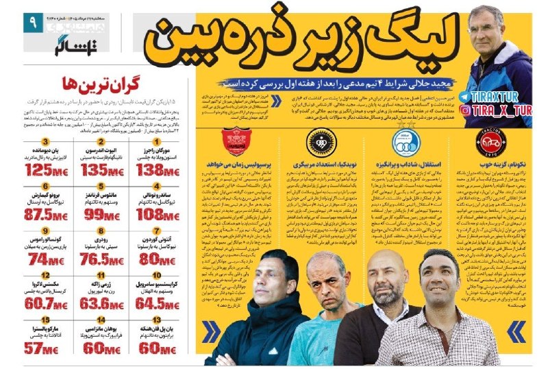 TiracturClub|تیراختور: نظر مجید جلالی درباره وضعیت چهارتیم مدعی لیگ‌برتر🆔 @Tiracturclub