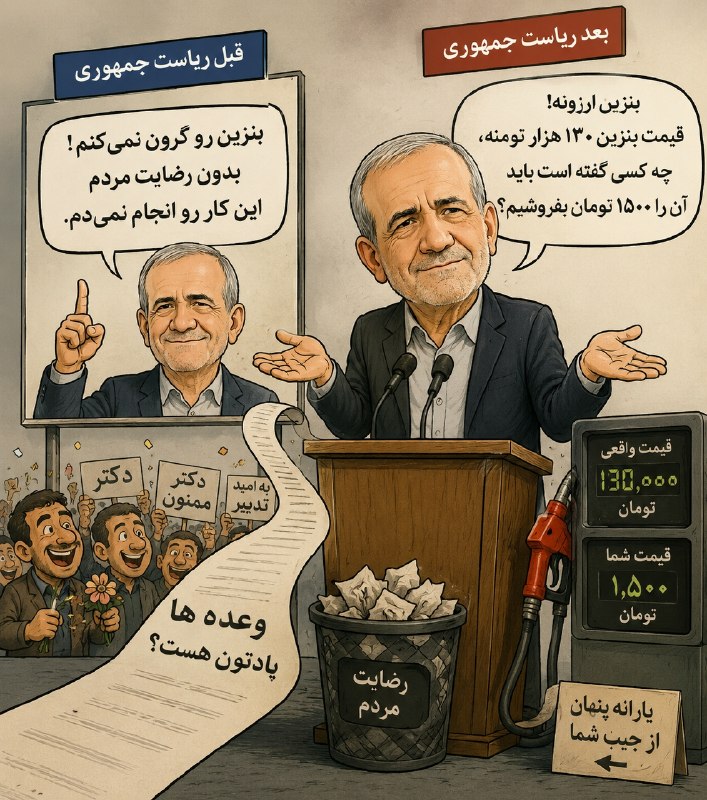 پایگاه خبری ساری فردا: 🚨اظهارات عجیب پزشکیان:قیمت بنزین 130 هزار تومان است،چه کسی گفته است باید آن را 1500 تومان بفروشیم.✦پایگاه خبری ساری فردا