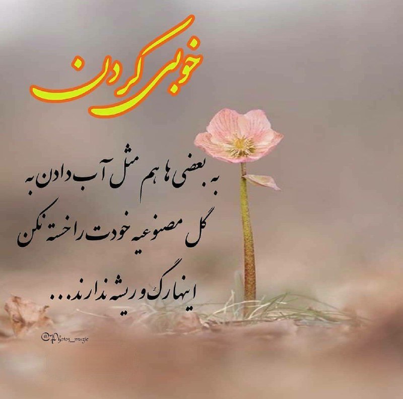 جملات زیبا: خوبی کردن به بعضی ها مثل اب دادن بهگل مصنوعیه خودت را خسته نکناینها رگ و ریشه ندارند.✅به جملات زیبا بپیوندید👇🆔: @jomlatz