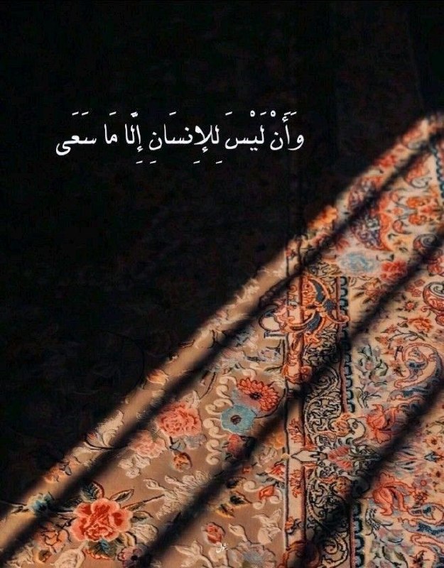 شبکه آی فیلم فارسی: وَأَنْ لَيْسَ لِلْإِنْسَانِ إِلَّا مَا سَعَىٰو اينكه براى انسان جز حاصل تلاش او نيست.نجم:۳۹#قرآن_کریم🔺کانال رسمی آیفیلم