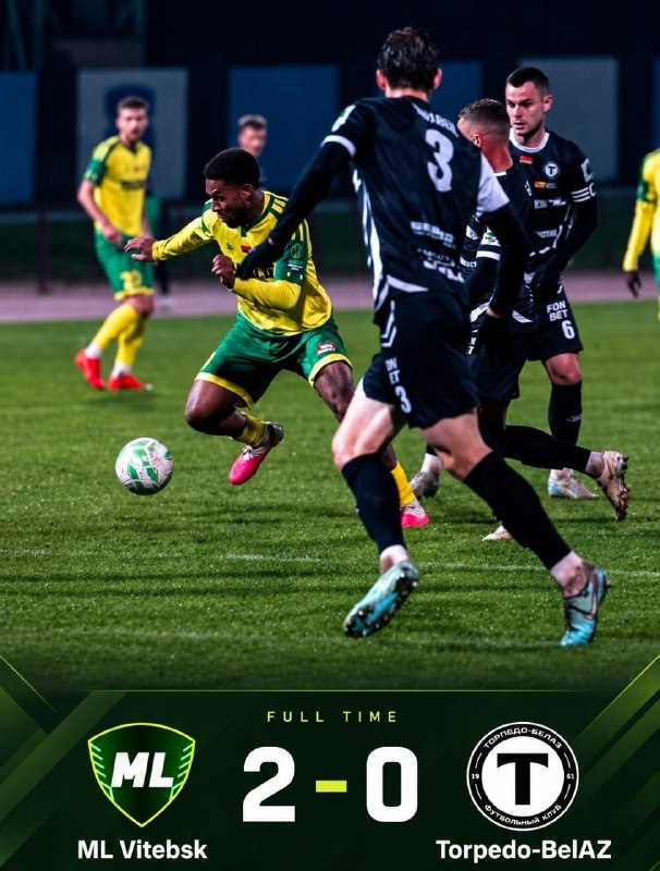 فوتبالی | Footballi.net: 🌬پایان بازی ویتبسک 2⃣ - 0⃣ تورپدو🔴🔴 پیروزی ویتبسک در حضور ۱۷ دقیقه‌ای میلاد محمدی#لیگ_بلاروس https://footballi.net/live-