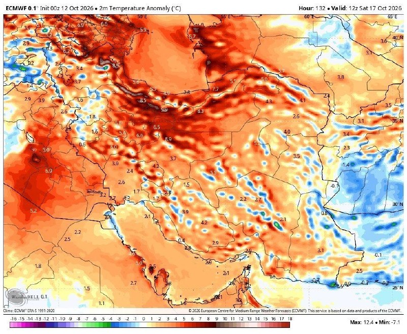 توییتر دانشگاه تهرانی ها: با استقرار پرفشار جنب حاره رو ایران روزهای آینده هوای گرمتر از نرمال رو خواهیم و هوای تهران به ۳۰ درجه و ۱۰ درجه گرمتر ا