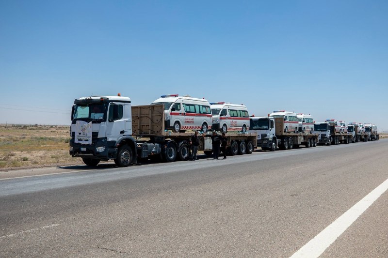 מקדש חוסיין שלח שיירת סיוע הכוללת 14 אמבולנסים וציוד רפואי לתמיכה בלבנון.