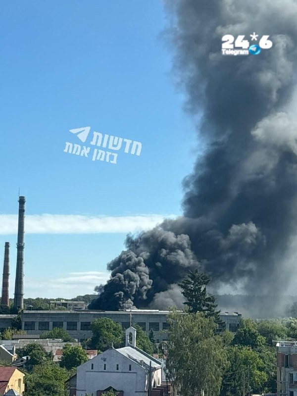 🇮🇱 שריפה גדולה במפעל צבאי בעיר לבוב, שבמערב אוקראינה.