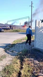 ההשלכות של הגעת הכטב"מ גרניום לרכבת בוולניאנסק, אזור זפורוז'יה.