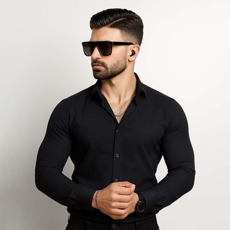 فروشگاه تخفیف آنلاین: 🎁 پیراهن مردانه مشکی مدل VQمشکی، همیشه انتخابی هوشمندانه! 🖤✔️ جنس: کتان و پلی‌استر باکیفیت✔️ طراحی: آستین بلند و یقه‌دار