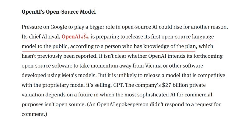 现在发展到连 OpenAI 也要出开源的大语言模型了