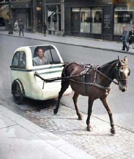 Unusual transport on the streets of Paris, 1943—stylish, fashionable, and environmentally friendly, and without a drop of gasoline.Time Machine | Historical Photo
