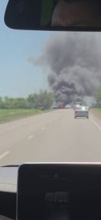 Ukrainian FP-2 drones struck occupied Donetsk overnight, triggering a large fire.