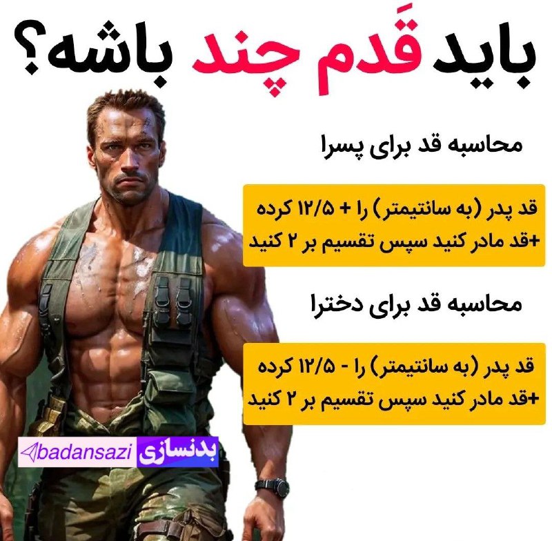 بدنسازی 💪: 🔻 قد نرمالمون معمولا چقدر باید باشه🤔✅@Badansazi دنیای بدنسازی و فیتنس 🏋‍♂🍎💪🏋‍♀