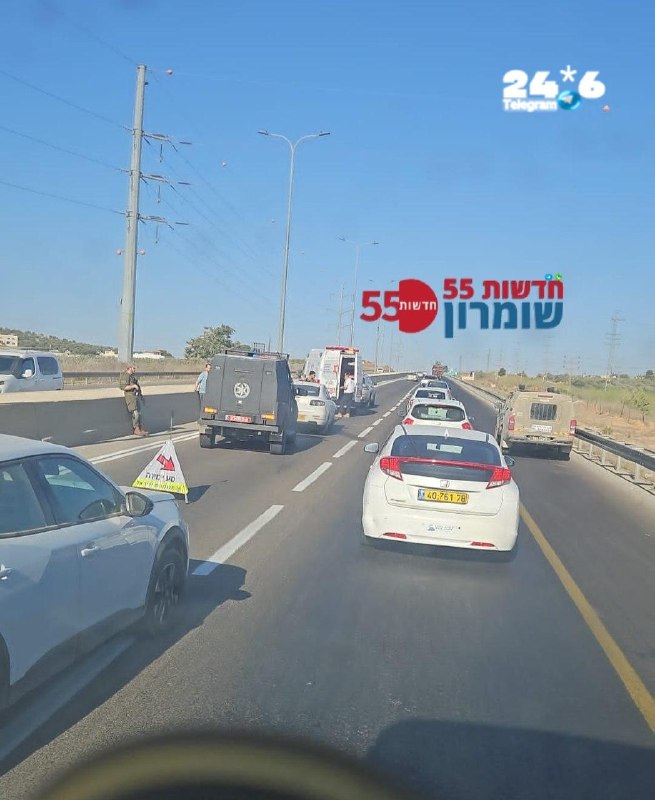 🇮🇱 כביש 5 למזרח: תאונת דרכים בין גיתי אבישר לאריאל, קיים עומס כבד לנוסעים לכיוון אריאל. נהג מתזמן כחצי שע…