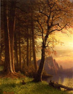 Sunset in Californa Yosemite, by Albert Bierstadt (1830-1902)The Art Vault