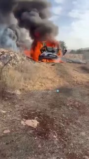 Israeli thugs set fire to Palestinian farmers' vehicles