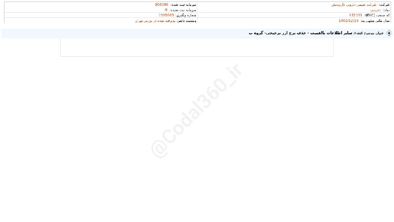 کدال۳۶۰: #دشیمی#افشای_اطلاعات_بااهمیت - (سایر اطلاعات بااهمیت - حذف نرخ ارز ترجیحی- گروه ب) منتهی به سال مالی 1405/12/29 شرکت #شی
