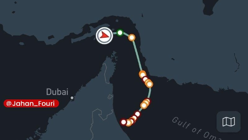 جهان بین‌الملل فوری🌍: توقیف نفتکش متخلف در تنگه هرمز🔹داده ناوبری دریایی، توقف یک نفتکش در تنگه هرمز را تأیید کرد.🔹این نفتکش در نزدیکی قشم متوق