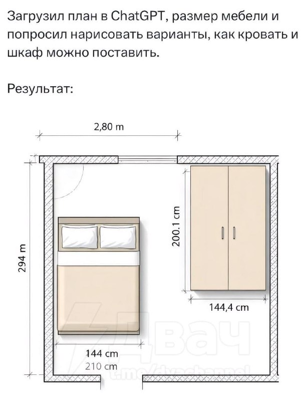 Загрузил план в ChatGPT получил планировку Заменят ли нейросети дизайнеров? Сейчас модно говорить, что ИИ скоро заменит архитекторов и дизайнеров. ... - изображение 1 - это, нейросети, интерьер