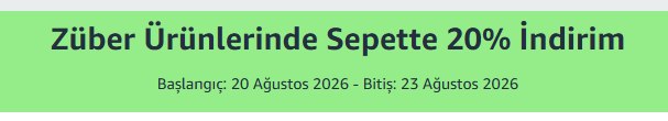Züber Ürünlerinde Sepette 20% İndirim