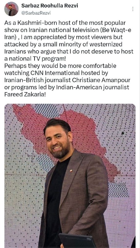 تحلیل زمانه: 📌 مجری صداوسیمای جبلی و جلیلی خودش را با فرید زکریا و کریستین امانپور مقایسه کرد!🤧سرباز روح الله رضوی در توئیتر نوشت:🔹️ب