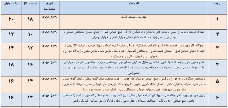 سلام بر زرنه Zarneh ⁃🔕: 🎓 اطلاعیه قطعی برق شهرستان ایوان♦️ ۳۰ مرداد ۱۴۰۵📞-🔻 @salam_bar_zarneh