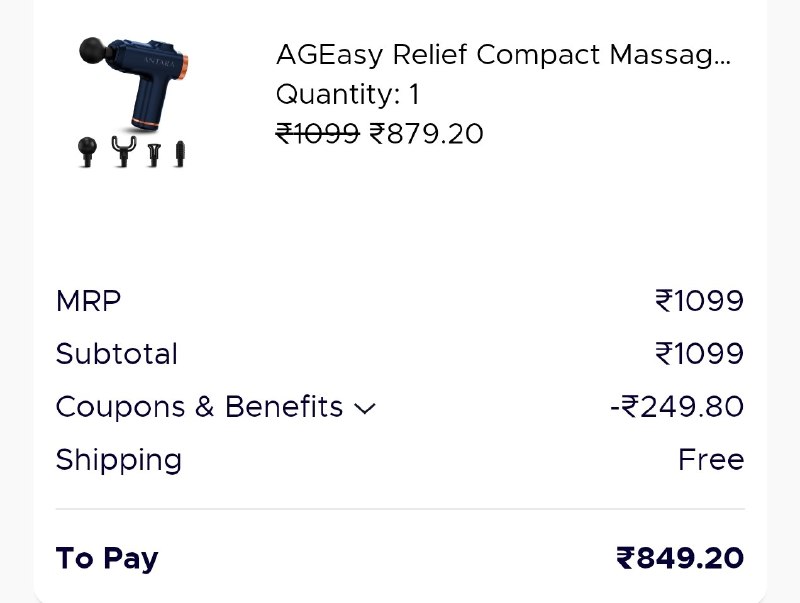 FREE Recharge Box: Loot: AGEasy Relief Compact Massage Gun @849 ( Effectively )USE CODE: EK20https://bitli.in/cZw1iC2• Extra Discount Using